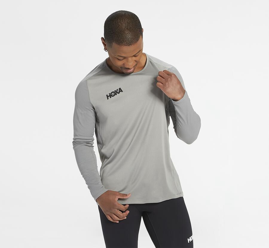 Hoka One One Top Panske Siva - Performance Dlho Sleeve - 70184-IFDK